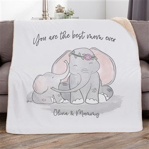 Parent & Child Elephant Personalized 60x80 Sherpa Blanket - 35473-SL