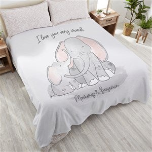 Parent & Child Elephant Personalized 90x90 Plush Fleece Blanket - 35473-QU