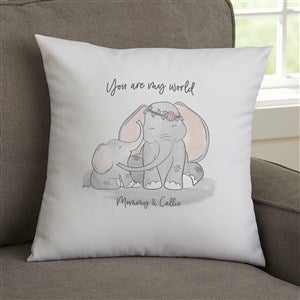Parent & Child Elephant Personalized 14 Velvet Throw Pillow - 35474-SV