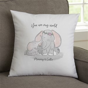 Parent & Child Elephant Personalized 14x14 Velvet Throw Pillow - 35474-SV