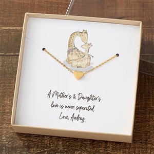 Parent & Child Giraffe Gold Heart Necklace With Personalized Message Card - 35505-GH