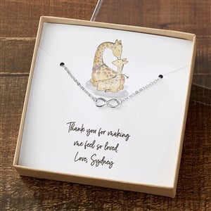 Parent & Child Giraffe Silver Infinity Necklace With Personalized Message Card - 35505-SI