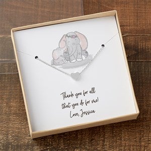 Parent & Child Elephant Silver Heart Necklace With Personalized Message Card - 35506-SH