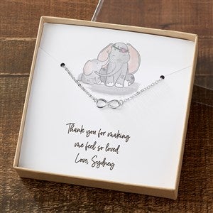 Parent & Child Elephant Silver Infinity Necklace With Personalized Message Card - 35506-SI