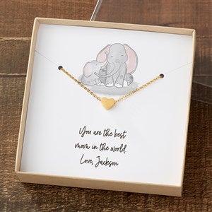 Parent & Child Elephant Gold Heart Necklace With Personalized Message Card - 35506-GH