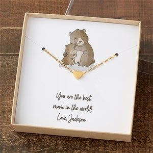 Parent & Child Bear Gold Heart Necklace With Personalized Message Card - 35507-GH