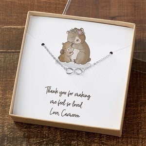 Parent & Child Bear Silver Infinity Necklace With Personalized Message Card - 35507-SI