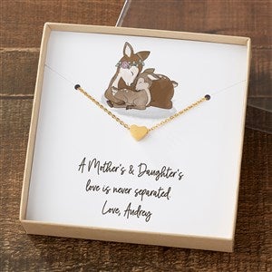 Parent & Child Deer Gold Heart Necklace With Personalized Message Card - 35508-GH
