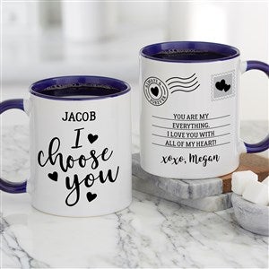 I Choose You Personalized Valentines Day Coffee Mug 11oz Blue - 35559-BL