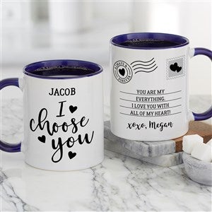 I Choose You Personalized Valentines Day Coffee Mug 11 oz.- Blue - 35559-BL