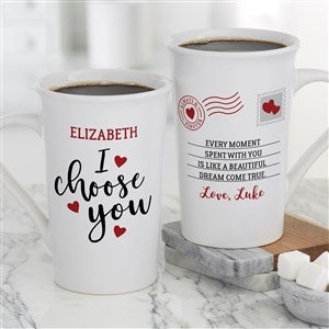 I Choose You Personalized Valentines Day Latte Mug 16 oz.- White - 35559-U