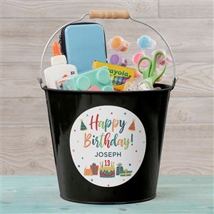 Birthday Celebration Personalized Large Metal Bucket - Black - 35574-BL
