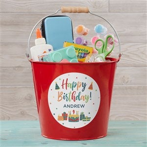 Birthday Celebration Personalized Large Metal Bucket-Red - 35574-RL