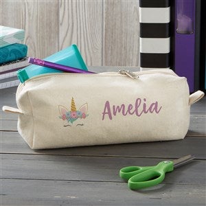 Unicorn Personalized Canvas Pencil Case - 35587