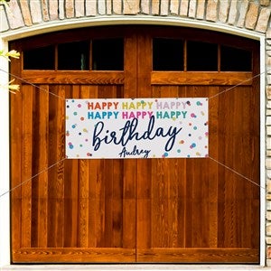 Happy Happy Birthday Personalized Banner - 20x48 - 35600-S
