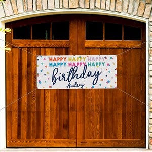 Happy Happy Birthday Personalized Banner 20x48 - 35600-S