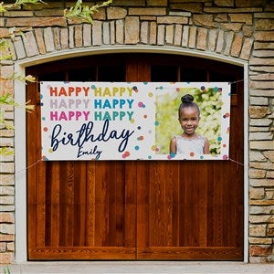 Happy Happy Birthday Personalized Photo Banner 30x72 - 35600-P