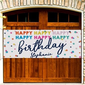 Happy Happy Birthday Personalized Banner - 45x108 - 35600-L