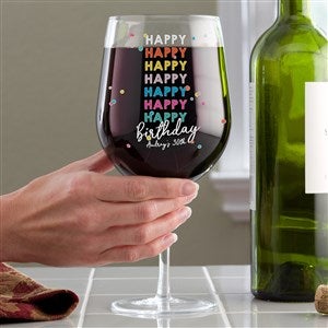 Happy Happy Birthday Personalized Oversized Wine Glass - 35610