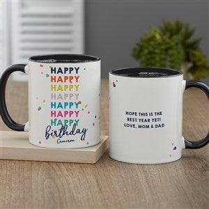 Happy Happy Birthday Personalized Coffee Mug 11 oz.- Black - 35617-B