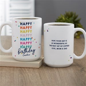 Happy Happy Birthday Personalized Coffee Mug 15 oz.- White - 35617-L