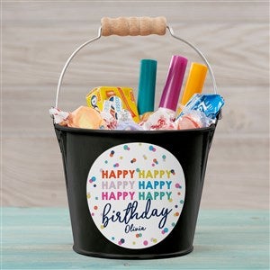 Happy Happy Birthday Personalized Mini Metal Bucket - Black - 35619-B