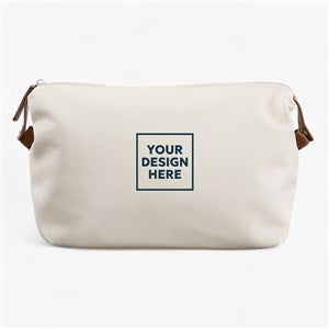 Personalized Logo Vegan Leather Cosmetic Travel Case- White - 35627-W