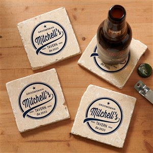 Groomsman Brewing Co. Personalized Tumbled Stone Coaster Set - 35636