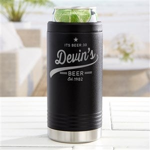 Brewing Co. Personalized Stainless Insulated Slim Can Holder- Black
