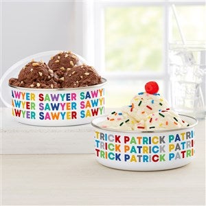 Vibrant Name Personalized Enamel Bowl with Lid - 35737