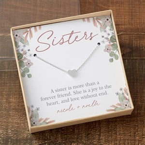 My Sister Silver Heart Necklace With Personalized Message Card - 35744-SH