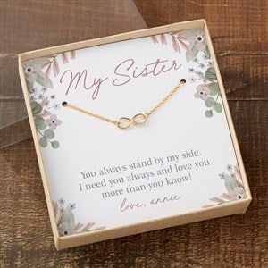 My Sister Gold Infinity Necklace With Personalized Message Card - 35744-GI