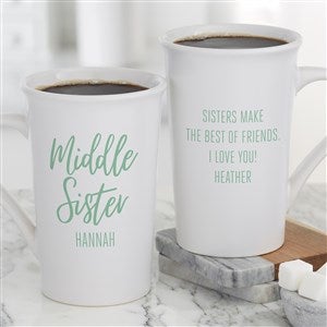 Sisters Forever Personalized Latte Mug 16 oz.- White - 35760-U