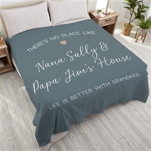 No Place Like Personalized Grandparents 90x90 Plush Fleece Blanket - 35781-Qu