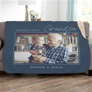 Happiness is Being a Grandparent Personalized 50x60 Sherpa Photo Blanket - 35799-S