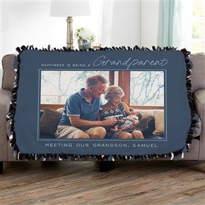 Happiness is Being a Grandparent Personalized 50x60 Photo Tie Blanket - 35799-T