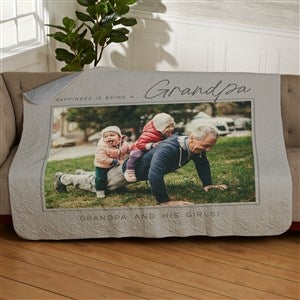 Happiness is Being a Grandparent Personalized 50x60 Quilted Photo Blanket - 35799-Q