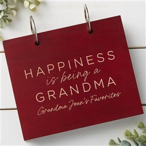 Happiness is Being a Grandparent Personalized Wood Photo Album - Red Poplar - 35801-R