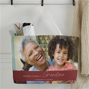Happiness is Being a Grandparent Personalized Photo Tote Bag - 35811