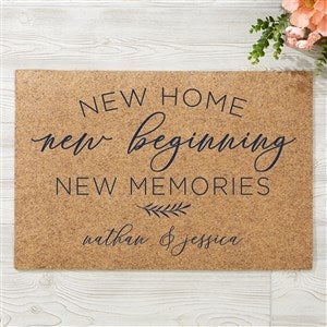 New Home, New Memories Personalized 18x27 Synthetic Coir Doormat - 35817