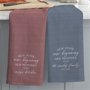 New Home, New Memories Personalized Waffle Weave Kitchen Towel - 35822