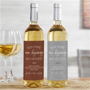 New Home, New Memories Personalized Wine Bottle Label - 35829