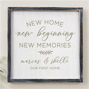 New Home, New Memories Blackwashed Barnwood Frame Wall Art- 12x 12 - 35833B-12x12