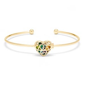 Personalized Interlocking Hearts Birthstone Cuff Bracelet - Gold - 35864D-GD