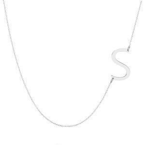 Personalized Oversize Sideways Initial Necklace - Sterling Silver - 35866D-S