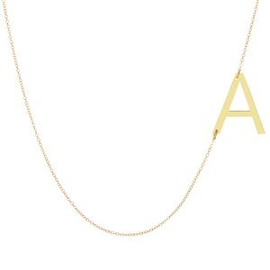 Personalized Oversize Sideways Initial Necklace - Gold - 35866D-GD