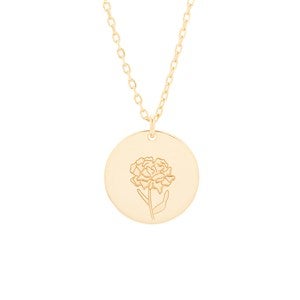 January Birth Flower Carnation Gold Pendant - 35868D