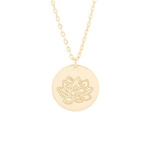 July Birth Flower Water Lily Gold Pendant - 35874D