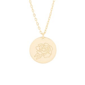 September Birth Flower Peony Gold Pendant - 35876D