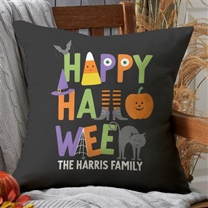 Trick or Treat Icons Personalized Outdoor Throw Pillow - 20”x20” - 35885-L